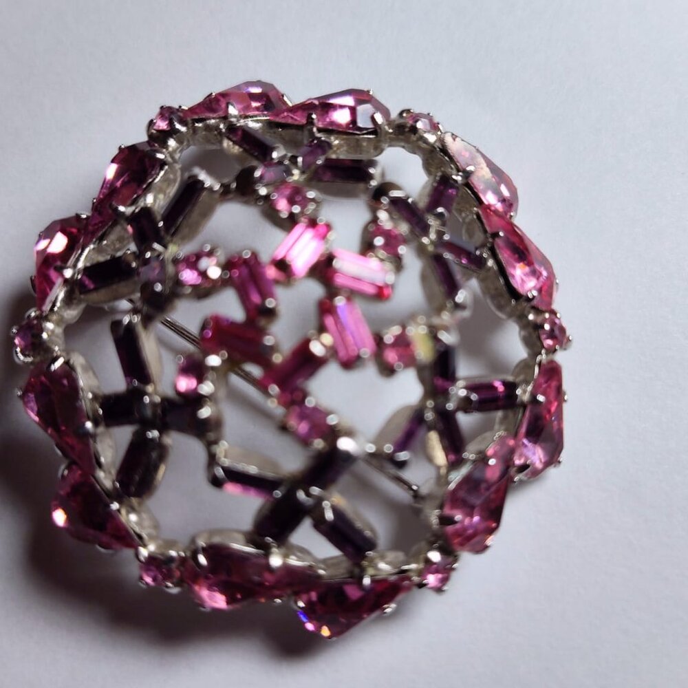 Vintage brooch – Deni rose pink & purple Rhinestones